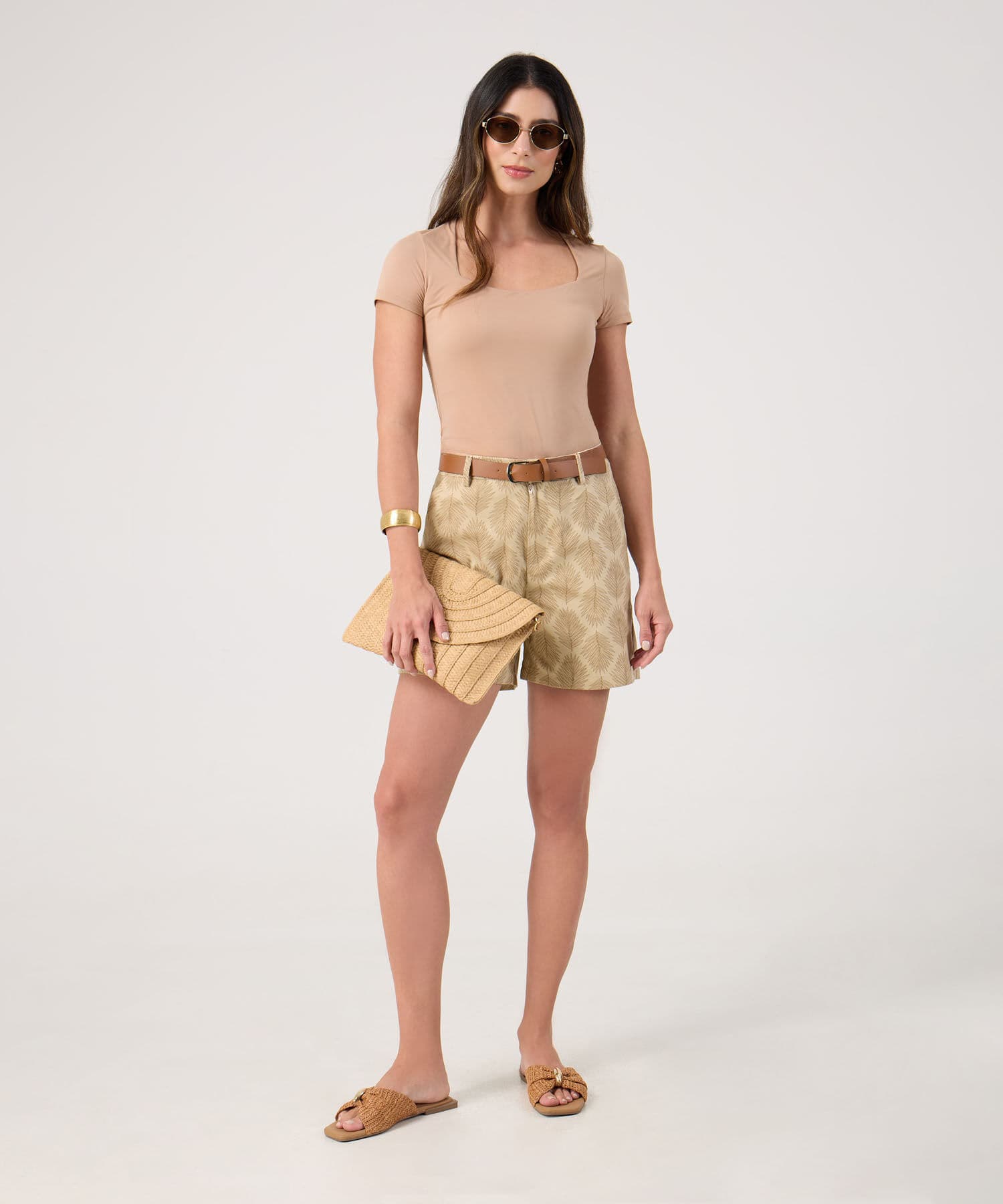 Bermuda Brisa Texturizado café para mujer, vista 2