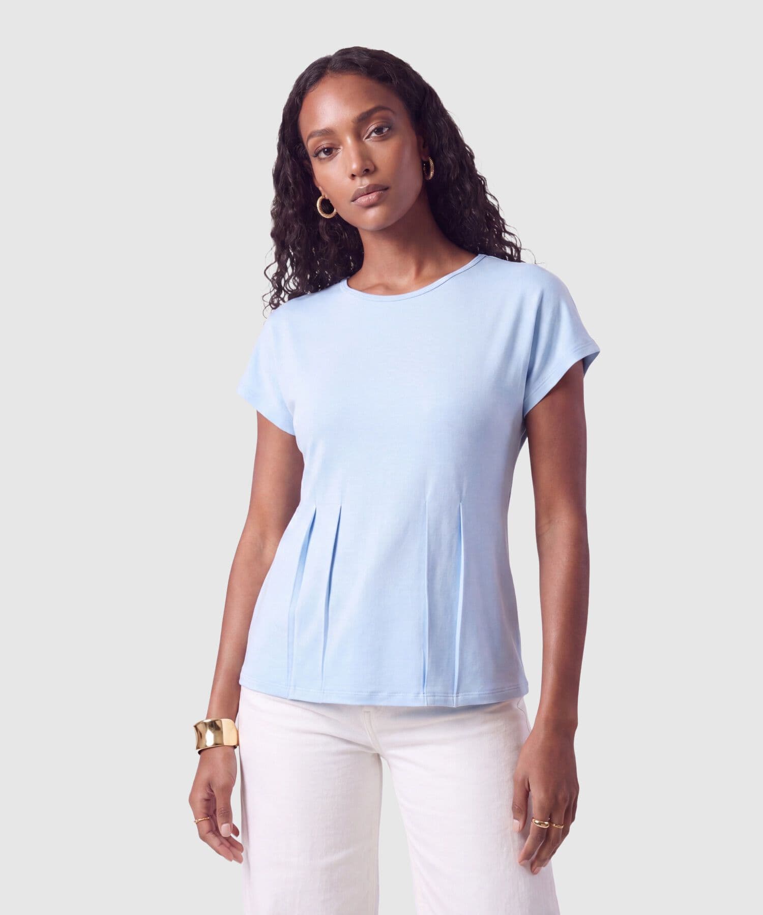 Camiseta Dorada Texturizado azul marino para mujer, vista principal