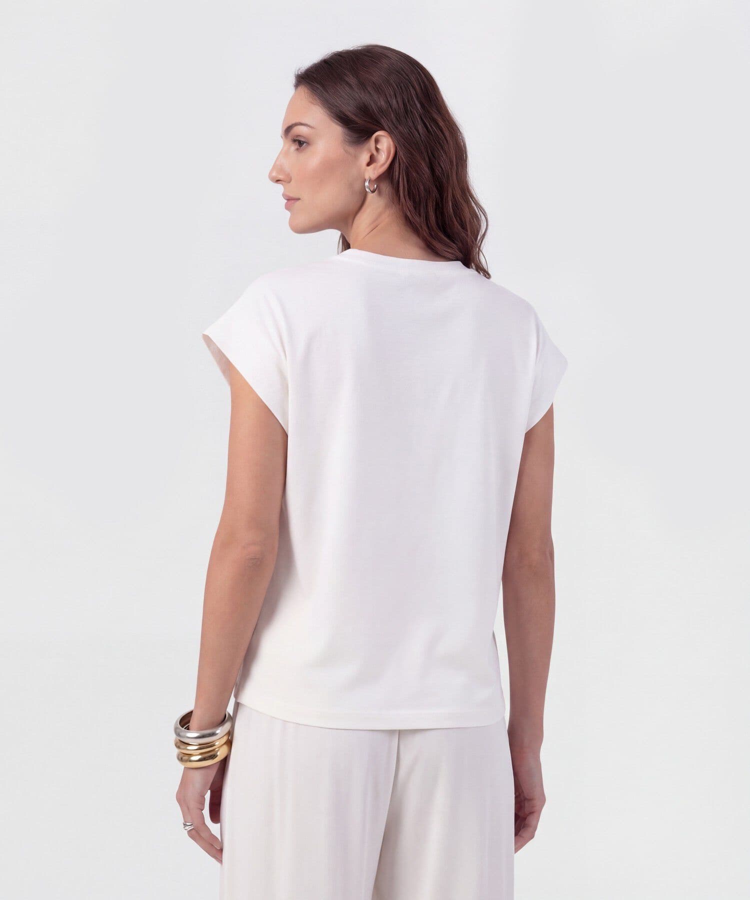 Camiseta Marfil Edición Lino blanco para mujer, vista 4