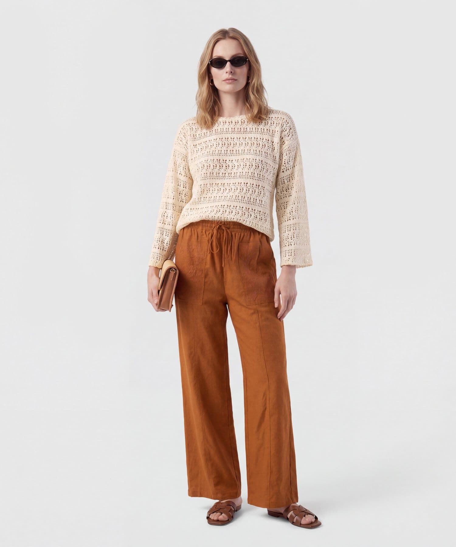 Pantalón Azahar Minimalista naranja para mujer, vista 2