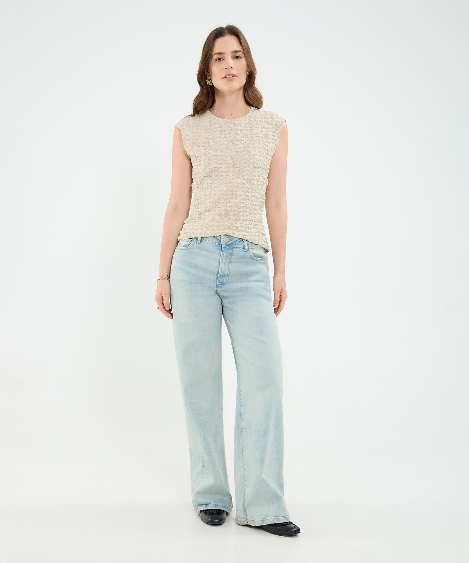 Camiseta Violeta Texturizado arena para mujer, vista principal