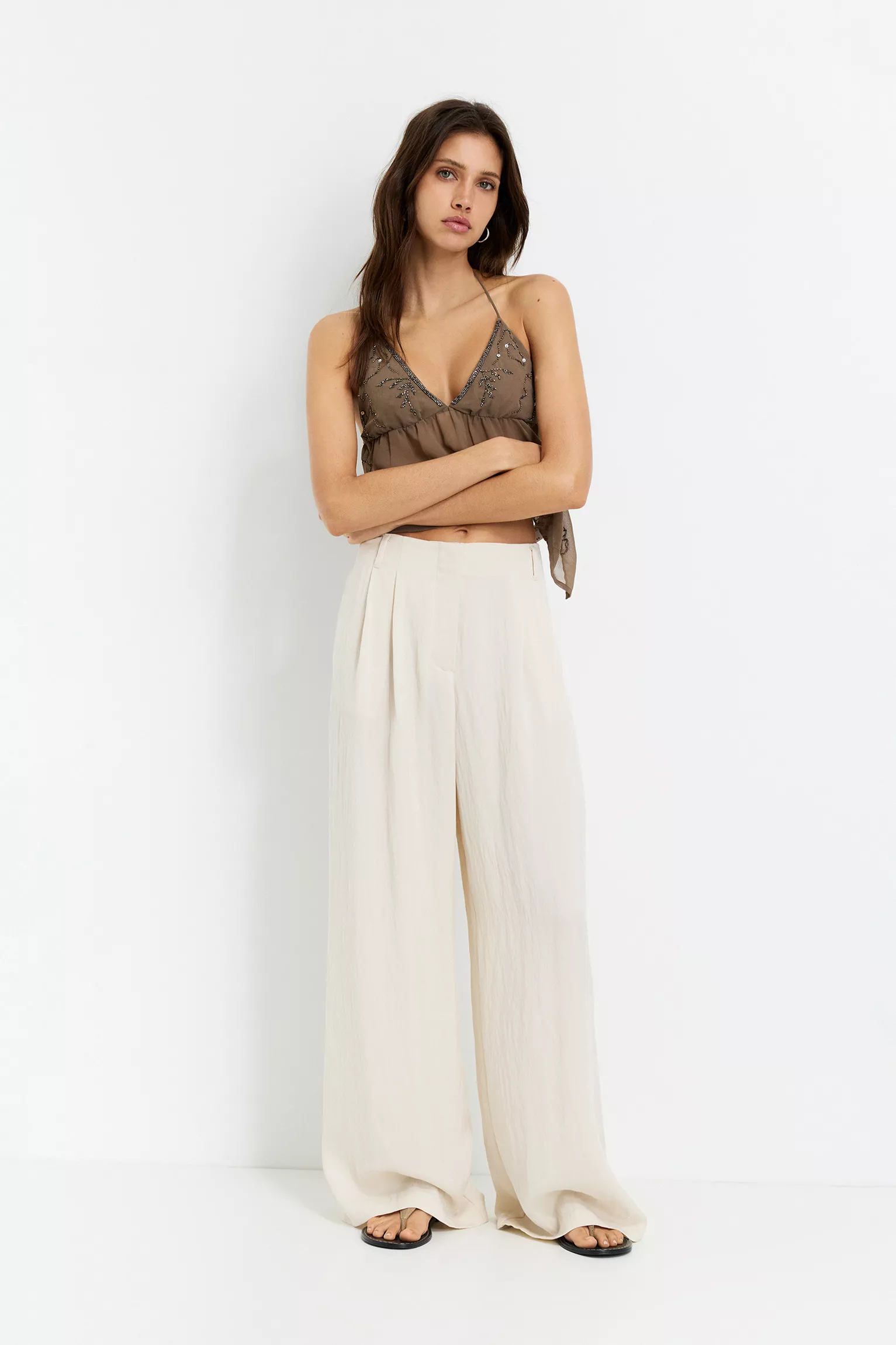 Pantalón Julieta Relajado blanco para mujer, vista principal